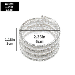 Elastic Bracelet with Rhinestones & Faux Pearls