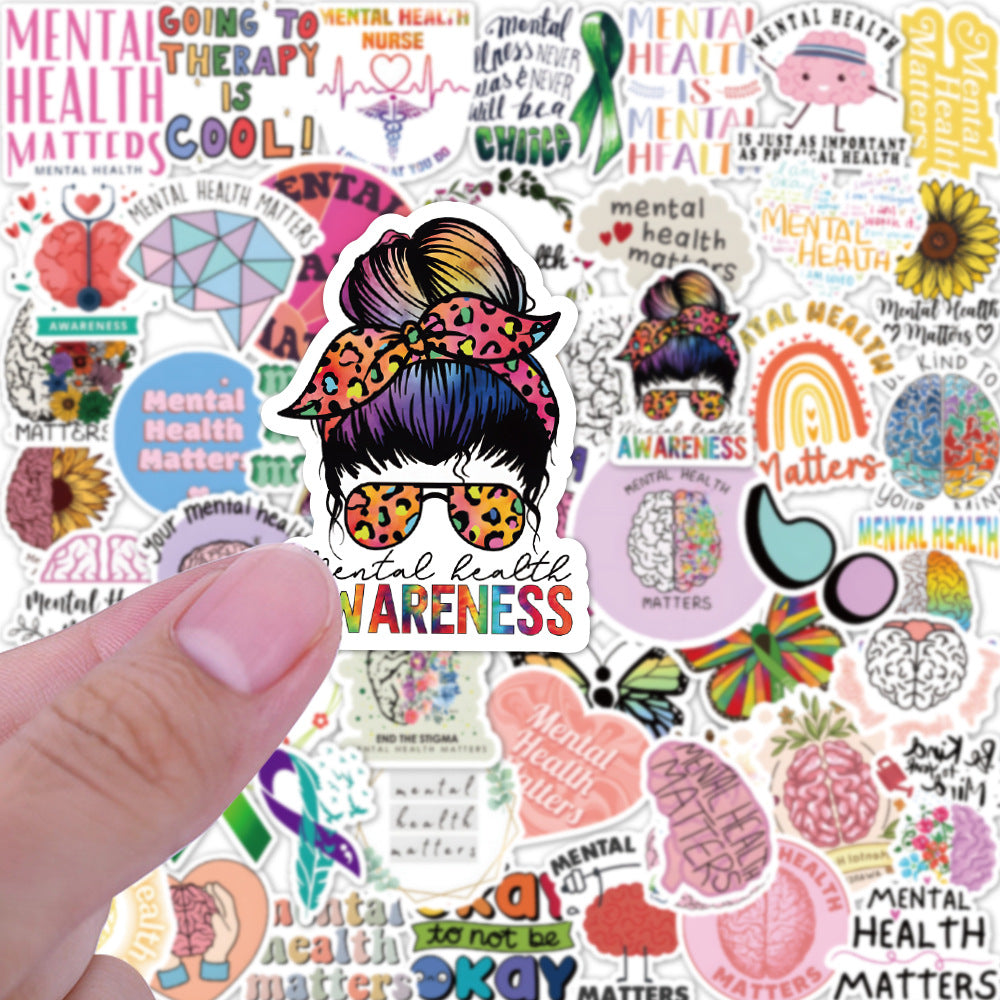 50PCS Mental Health Graffiti Stickers Notebook Helmet Removable Stickers