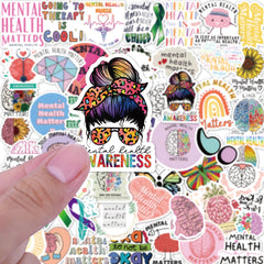 50PCS Mental Health Graffiti Stickers Notebook Helmet Removable Stickers