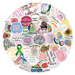 50PCS Mental Health Graffiti Stickers Notebook Helmet Removable Stickers