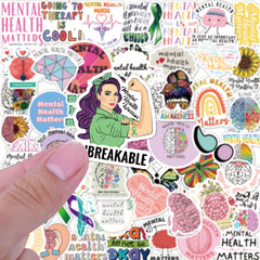 50PCS Mental Health Graffiti Stickers Notebook Helmet Removable Stickers