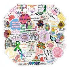 50PCS Mental Health Graffiti Stickers Notebook Helmet Removable Stickers