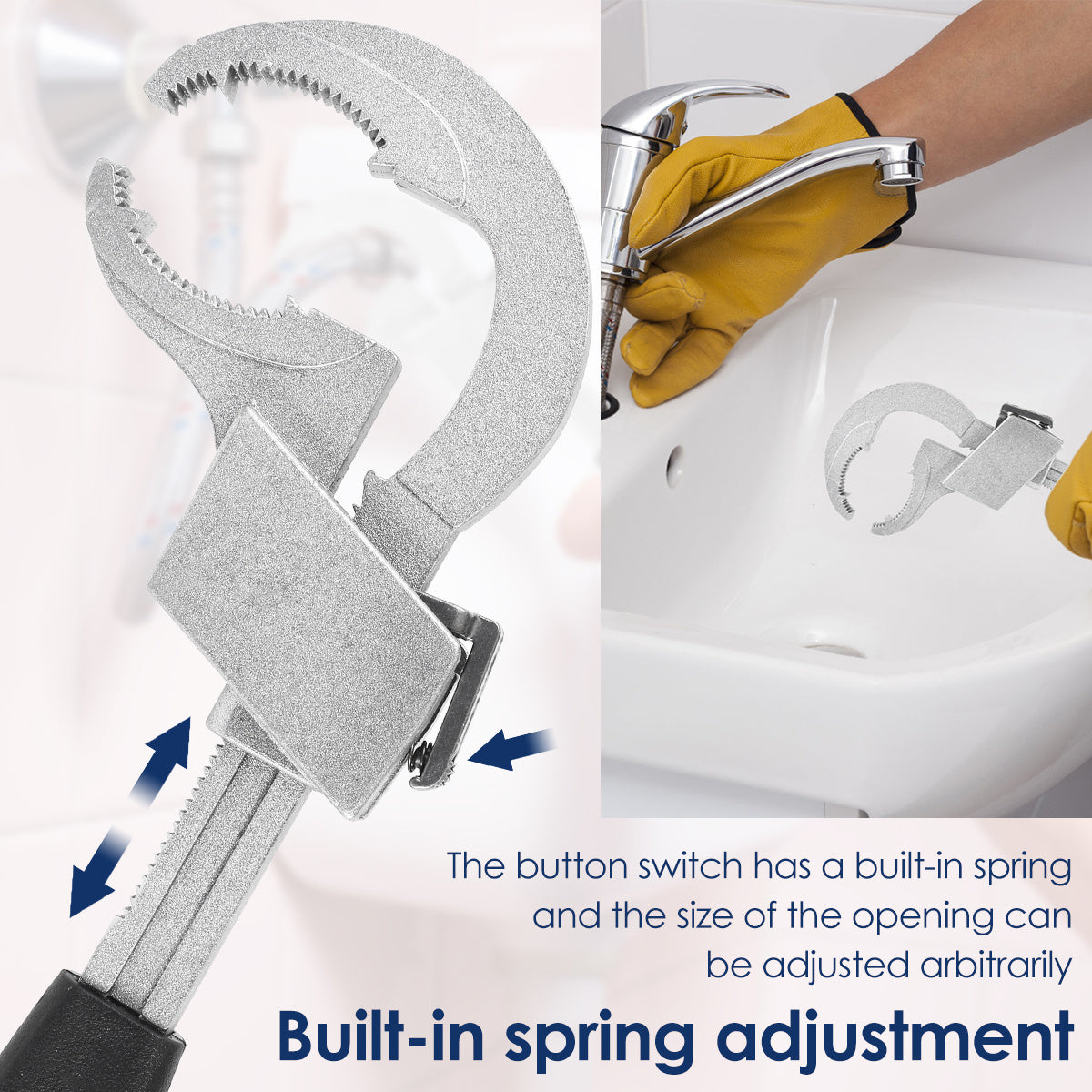 Adjustable Water Pipe Spanner With 3 Card Slots Universal Repair Tool