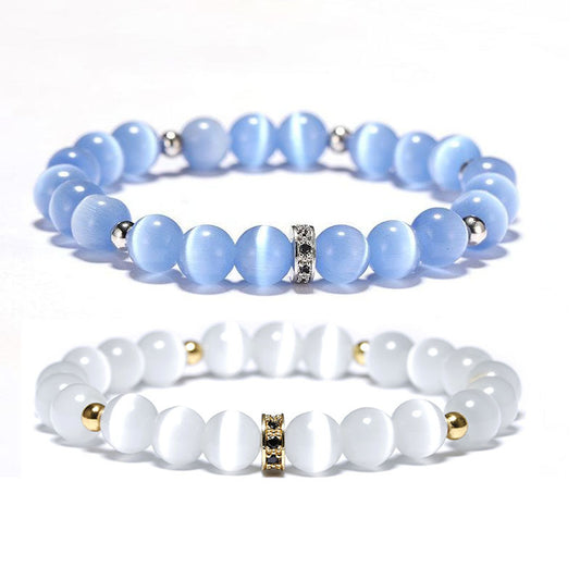 Cat Eyes Stone Beaded Bracelet Moonstone Jewelry Gift
