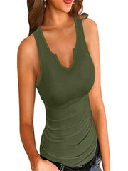 Split Crew Neck Tank Top for Women