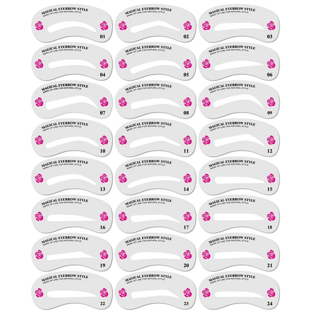 24 Eyebrow Shaping Stencils Kit for Women - Beauty Modeling, Makeup Application