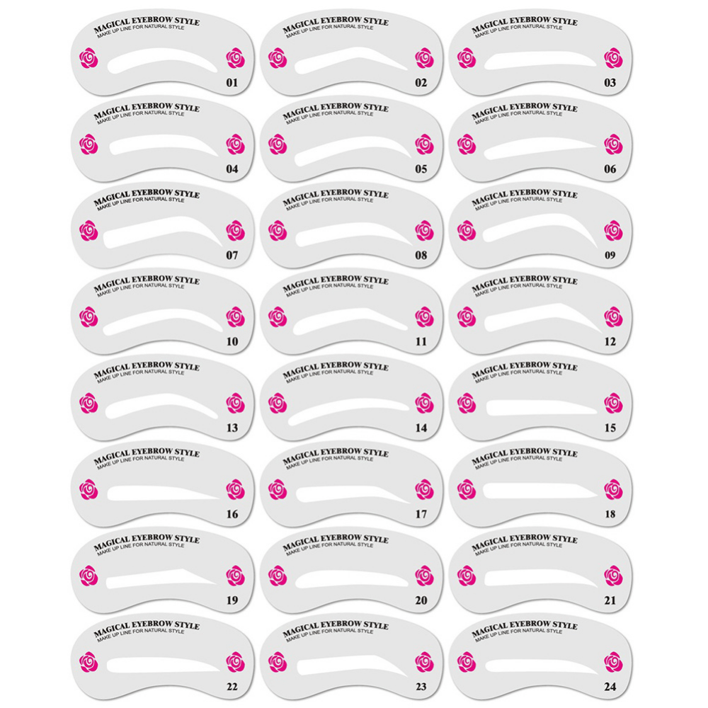 24 Eyebrow Shaping Stencils Kit for Women - Beauty Modeling, Makeup Application