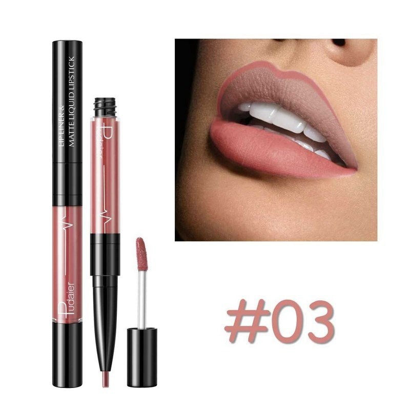 Waterproof Double Headed Lip Liner Stick Pen Gloss Set