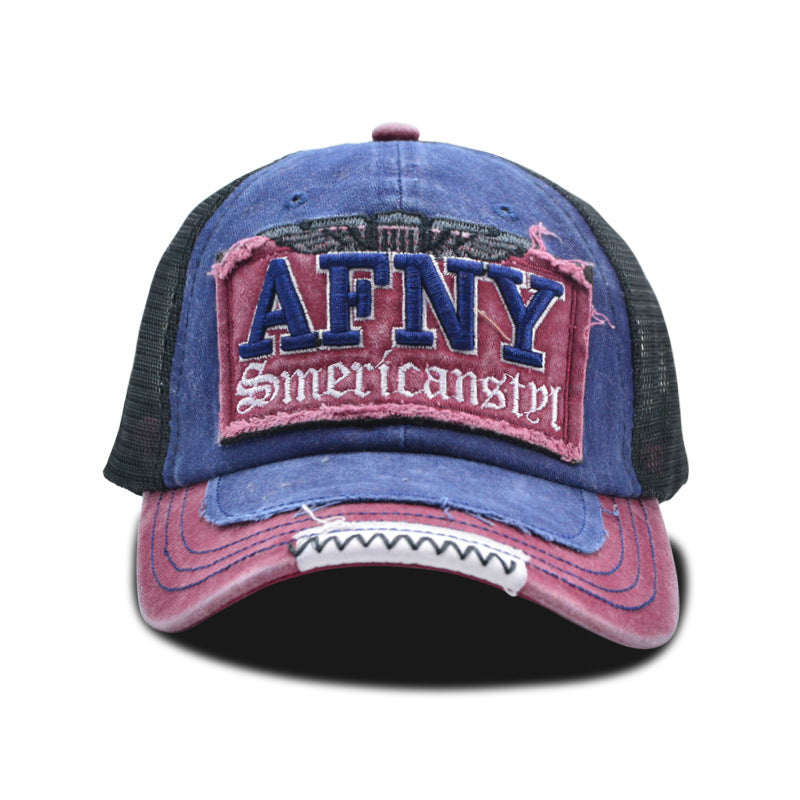 Men's Patch Embroidered Baseball Cap Matching Mesh Cap AFNY Letter Peaked Cap