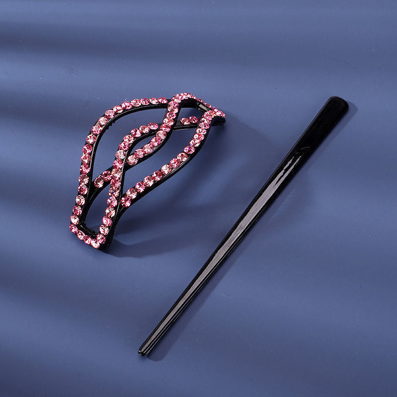 Rhinestone Hair Slide Stick Hair Clip Bun Holder