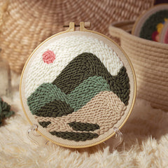 Mountain Peaks Embroidery Starter Kit Cross Stitch for Adults with Hoop Threads