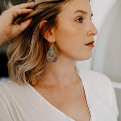 Bohemian Pattern Leather Earring Teardrop Dangle Earrings