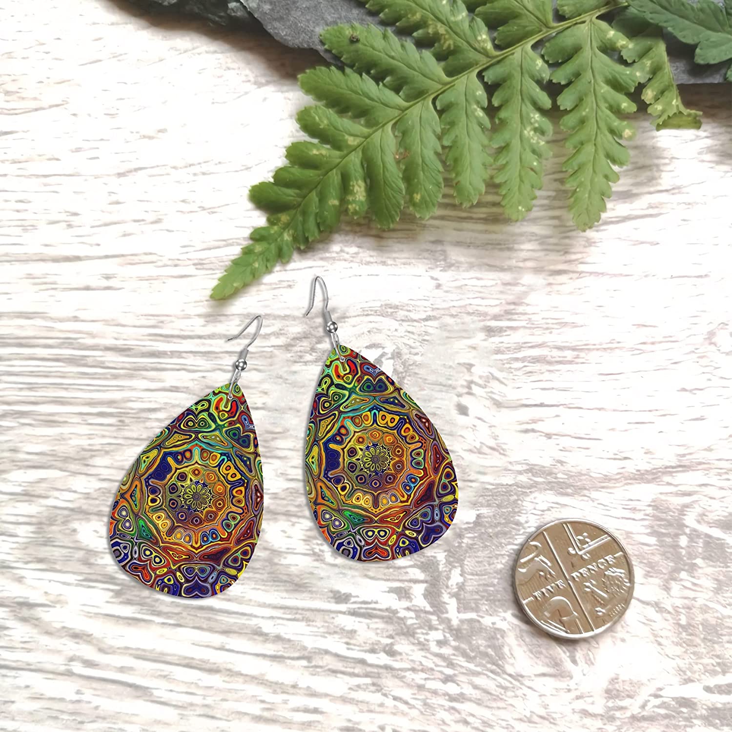 Bohemian Pattern Leather Earring Teardrop Dangle Earrings