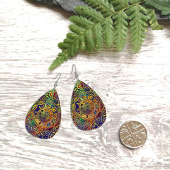 Bohemian Pattern Leather Earring Teardrop Dangle Earrings