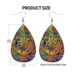 Bohemian Pattern Leather Earring Teardrop Dangle Earrings
