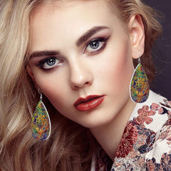Bohemian Pattern Leather Earring Teardrop Dangle Earrings