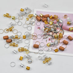 140PCS Hair Braids Ring Adjustable Hair Jewelry Rings Golden/Silver Hair Braid