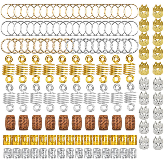 140PCS Hair Braids Ring Adjustable Hair Jewelry Rings Golden/Silver Hair Braid