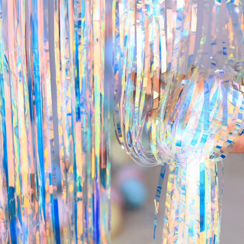 Clear Fringe Curtains Colorful Gradient Rain Curtain