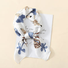 Ballet Girls Print Square Scarf Satin Neckerchief Head Wrap Sunscreen