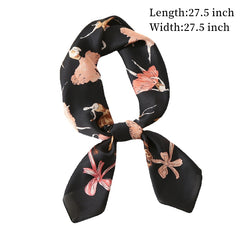 Ballet Girls Print Square Scarf Satin Neckerchief Head Wrap Sunscreen