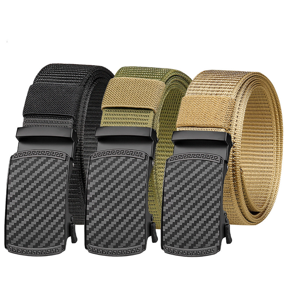Men's Ratchet Belt Golf Belt Quick Release Automatic Slide Buckle Nylon Web