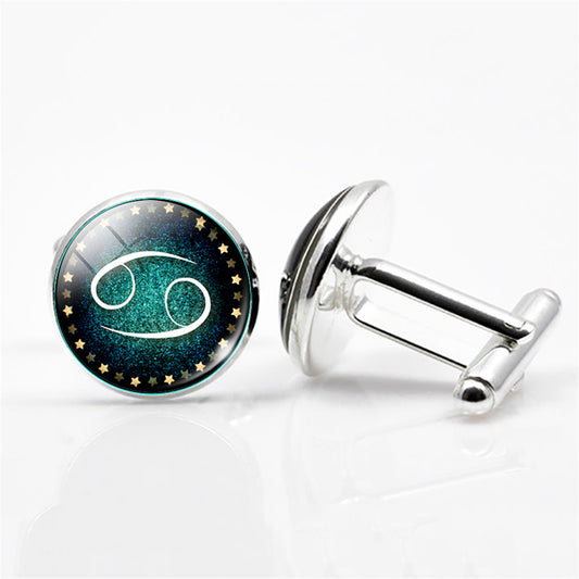 Men's Constellations Gemstone Glass Cufflinks