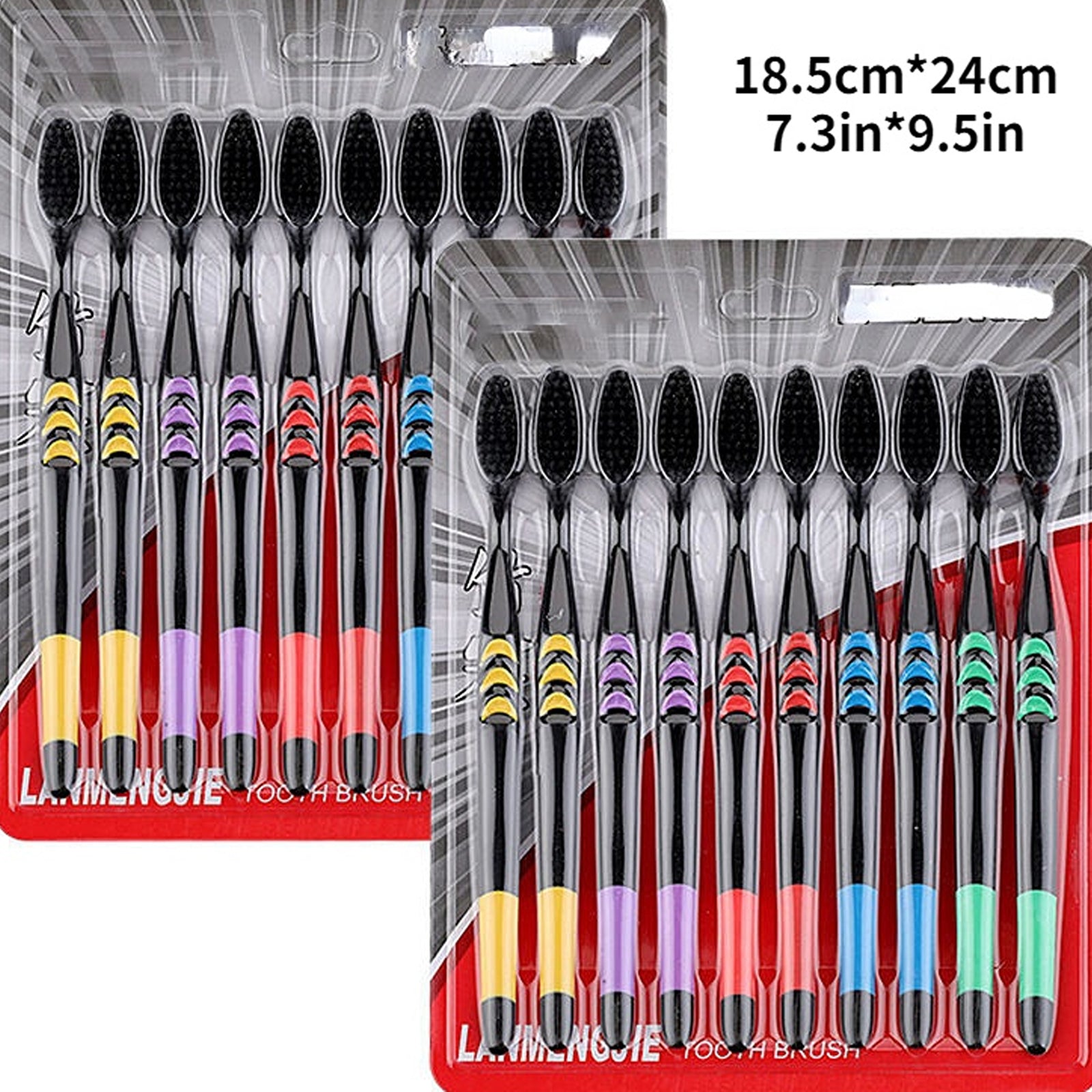 10pcs Bamboo Charcoal Toothbrush Set for Adults