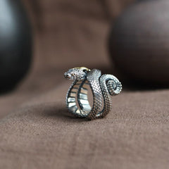 Retro 925 Silver Snake Ring Zodiac Niche Jewelry