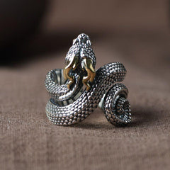 Retro 925 Silver Snake Ring Zodiac Niche Jewelry