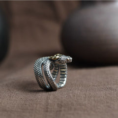 Retro 925 Silver Snake Ring Zodiac Niche Jewelry