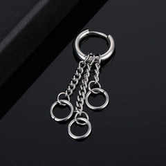 1pc Stainless Steel Feather Cross Pendant & Tassel Small Hoop Earring
