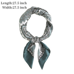 Paisley Print Scarf Solid Square Neckerchief Head Wrap Sunscreen Shawl