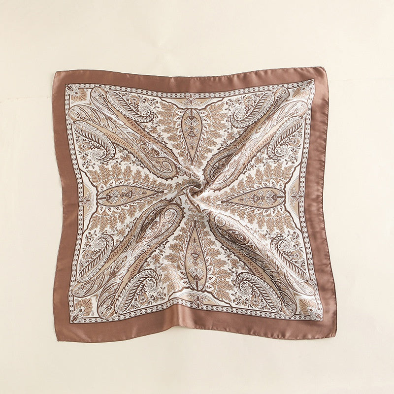Paisley Print Scarf Solid Square Neckerchief Head Wrap Sunscreen Shawl