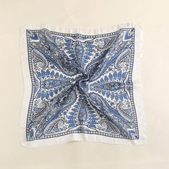 Paisley Print Scarf Solid Square Neckerchief Head Wrap Sunscreen Shawl