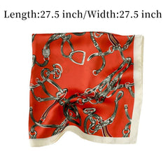 Chain Print Satin Square Scarf Neckerchief Head Wrap Sunscreen
