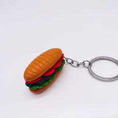 Big Burger Simulated Food Key Chain Popcorn Enamel Pendant