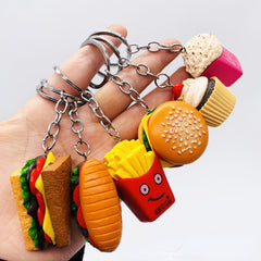 Big Burger Simulated Food Key Chain Popcorn Enamel Pendant
