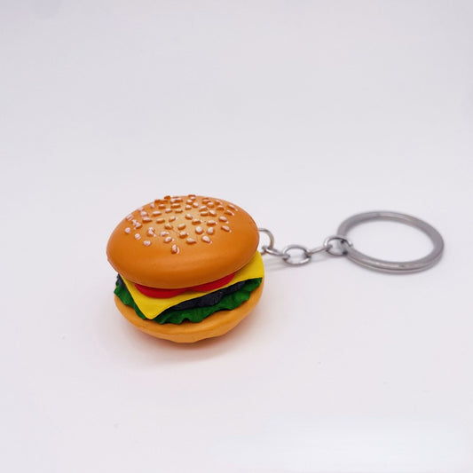Big Burger Simulated Food Key Chain Popcorn Enamel Pendant