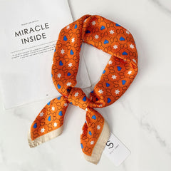 Geometric Heart Star Print Scarf Square Neckerchief