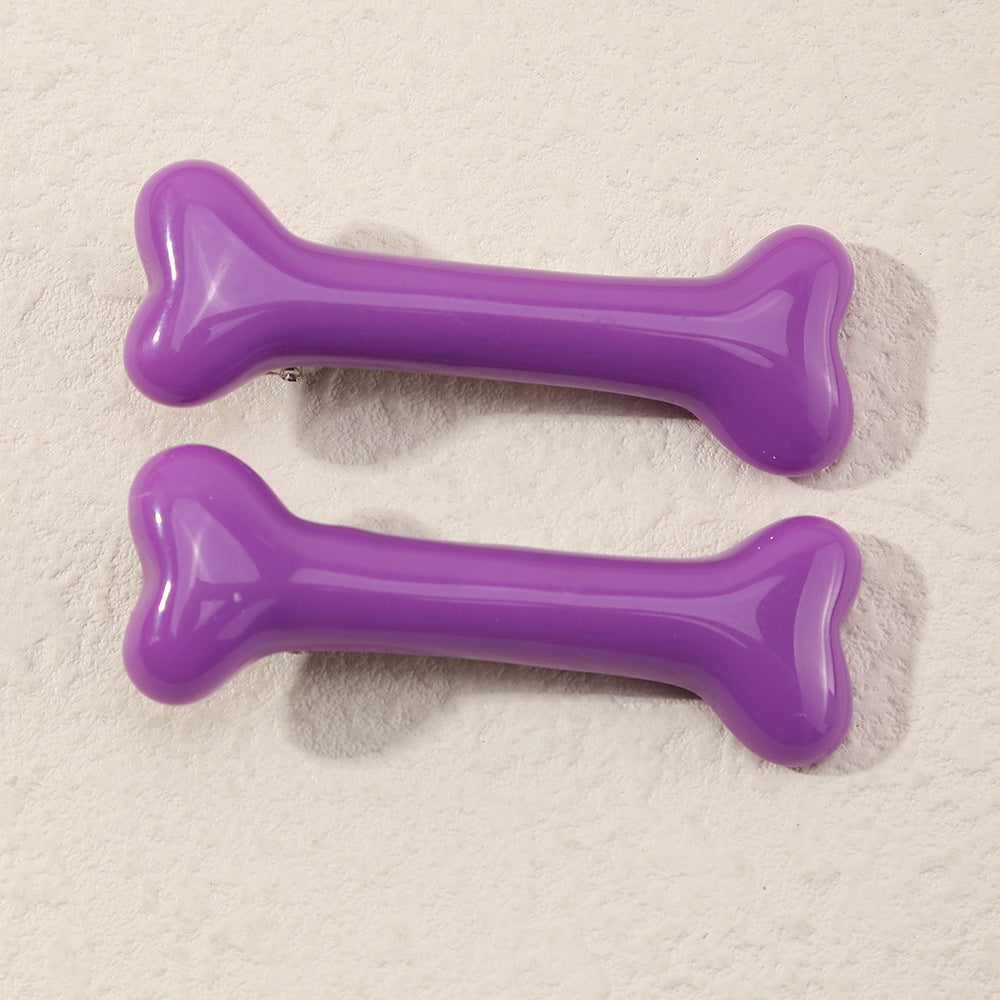2pcs Bone Decor Hair Clip Minimalist Solid Duckbill Barrette Acrylic Headwear