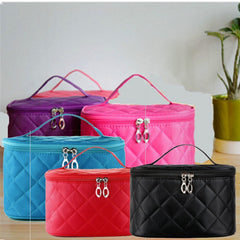 Women's Solid Cosmetic Bag Quilted Detail Hand Bag For Travel