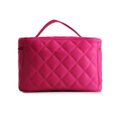 Women's Solid Cosmetic Bag Quilted Detail Hand Bag For Travel