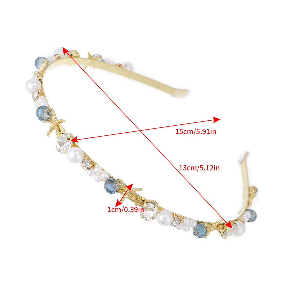 Faux Pearl Shell Star Headband Crystal Hair Hoop Hair Accessories