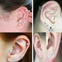 Star Shape Zircon Stud Earrings, Piercing Body Jewelry
