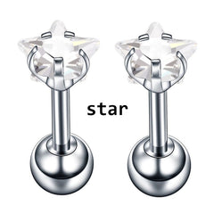 Star Shape Zircon Stud Earrings, Piercing Body Jewelry