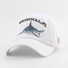 Washed Cotton Baseball Cap Shark Sun Hat Snapback Vintage Trucker Cap