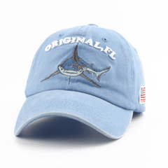 Washed Cotton Baseball Cap Shark Sun Hat Snapback Vintage Trucker Cap