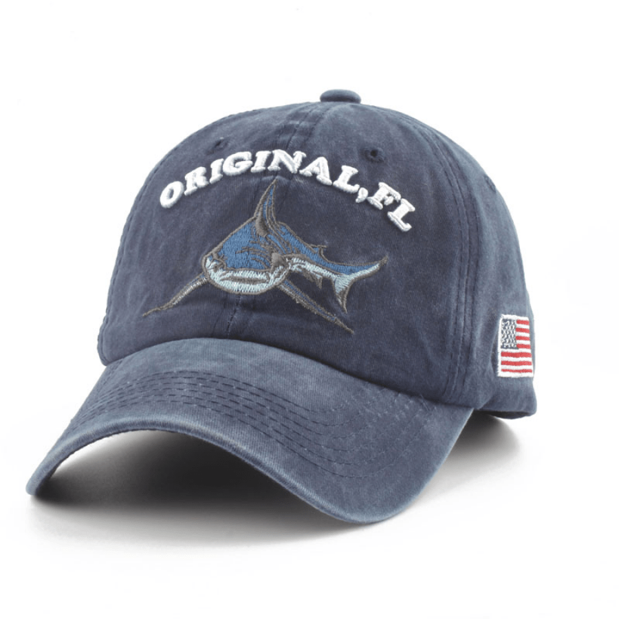 Washed Cotton Baseball Cap Shark Sun Hat Snapback Vintage Trucker Cap