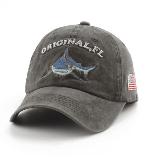 Washed Cotton Baseball Cap Shark Sun Hat Snapback Vintage Trucker Cap